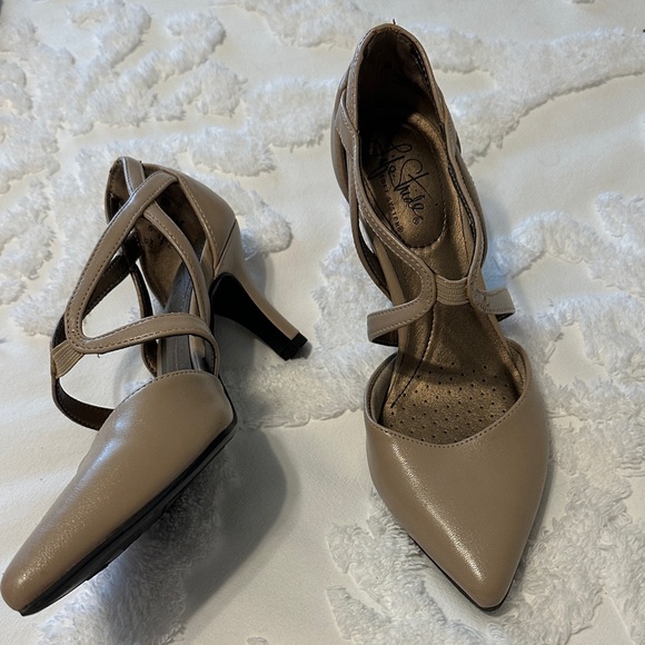 Life Stride Taupe Strappy Heels - Picture 1 of 3